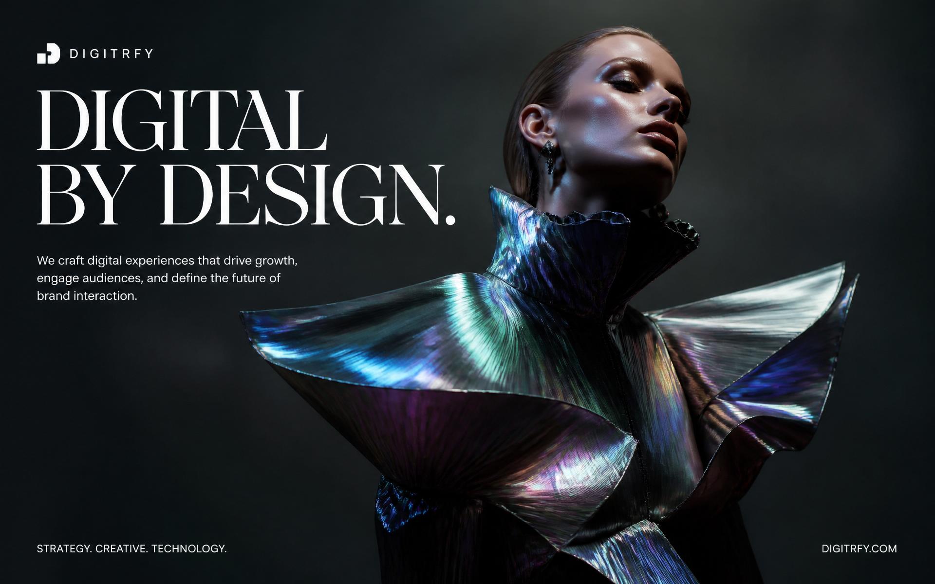 Editorial de moda 2026 — modelo em couture iridescente